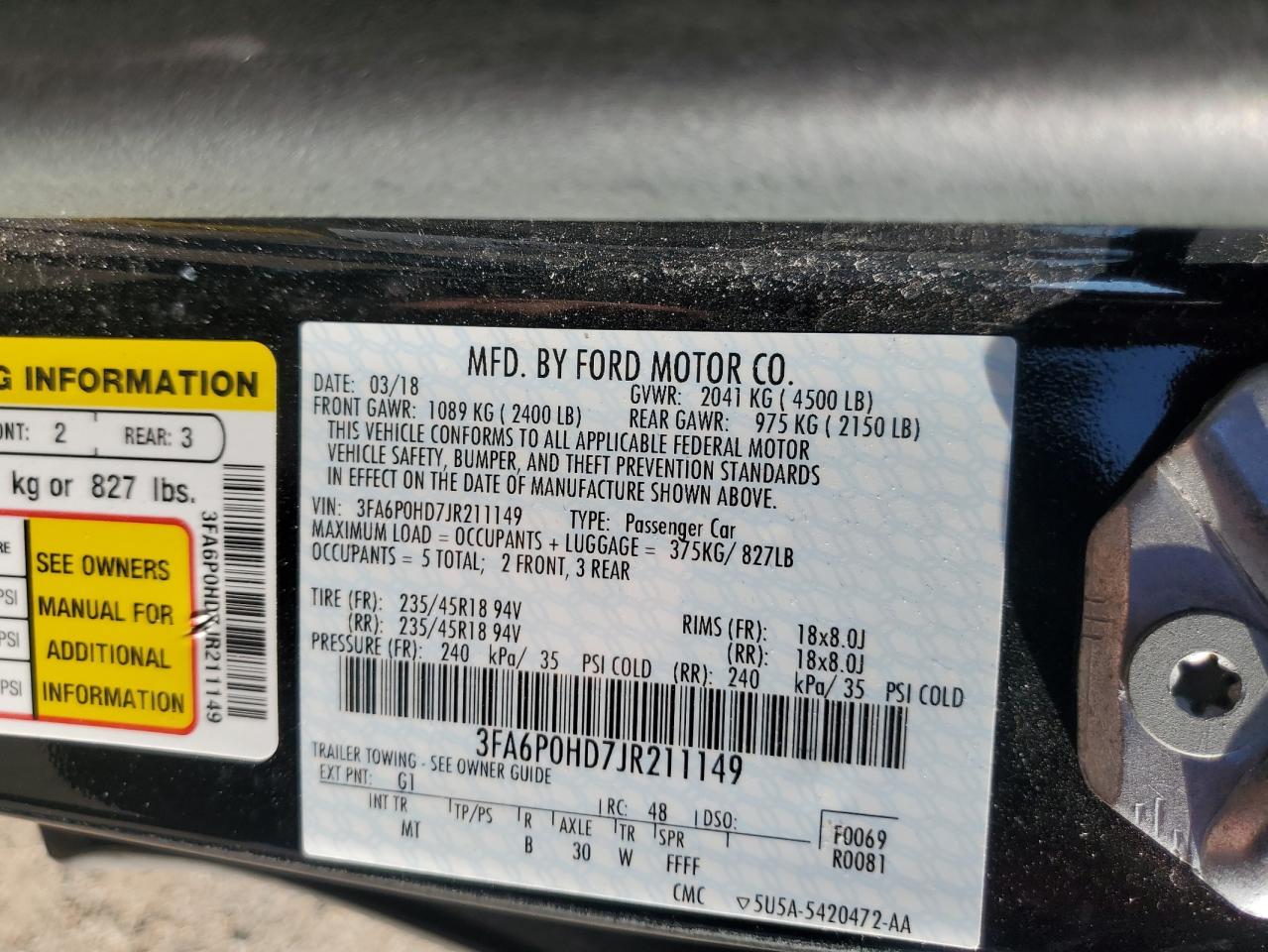 3FA6P0HD7JR211149 2018 FORD FUSION - Image 13