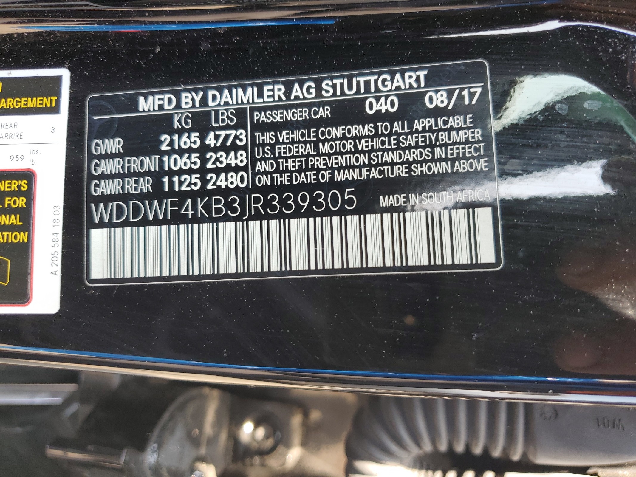 WDDWF4KB3JR339305 2018 Mercedes-Benz C 300 4Matic