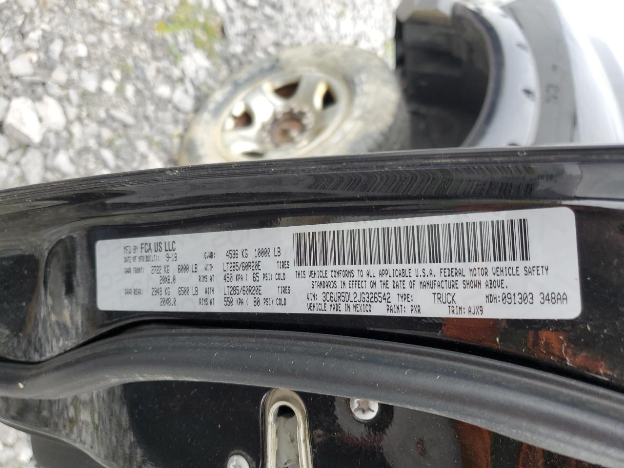 2018 Ram 2500 Slt VIN: 3C6UR5DL2JG326542 Lot: 66364054