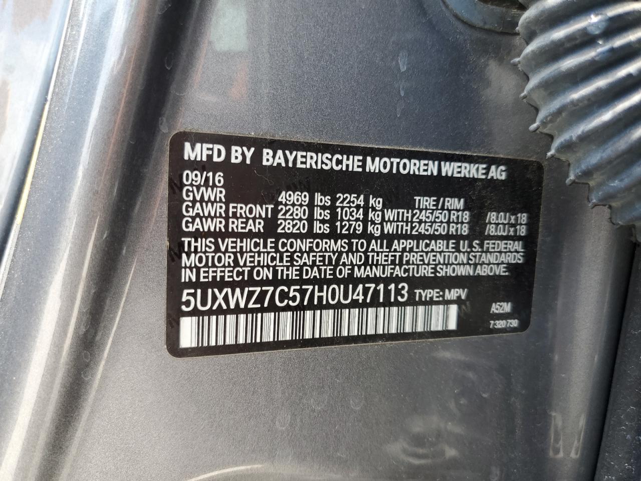 5UXWZ7C57H0U47113 2017 BMW X3 - Image 13