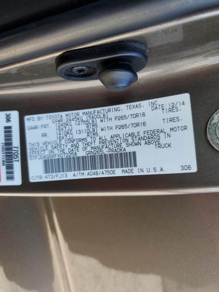 2015 Toyota Tacoma Double Cab Prerunner VIN: 5TFJU4GNXFX072258 Lot: 67257984