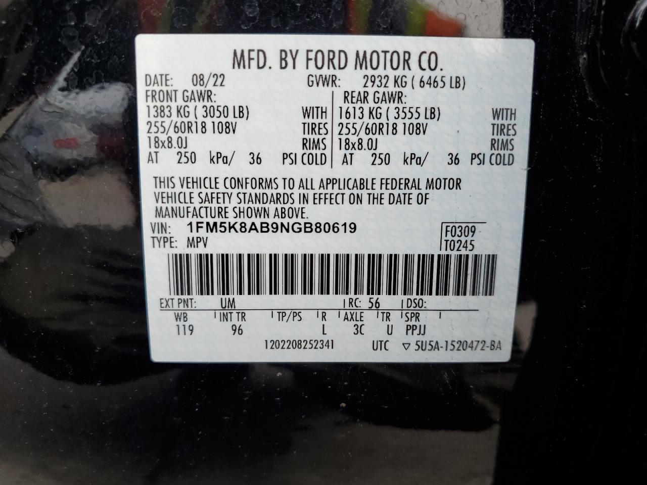 1FM5K8AB9NGB80619 2022 FORD EXPLORER - Image 13