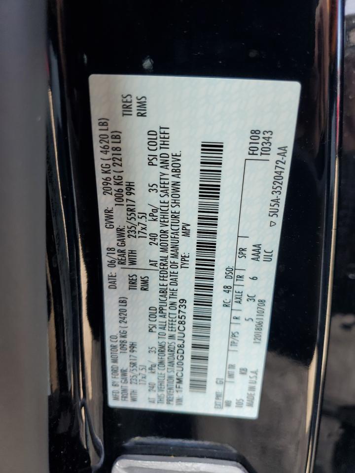 2018 Ford Escape Se VIN: 1FMCU0GD8JUC85739 Lot: 66016904