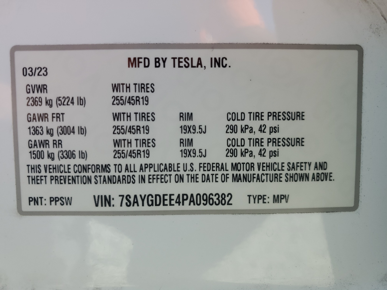 7SAYGDEE4PA096382 2023 Tesla Model Y