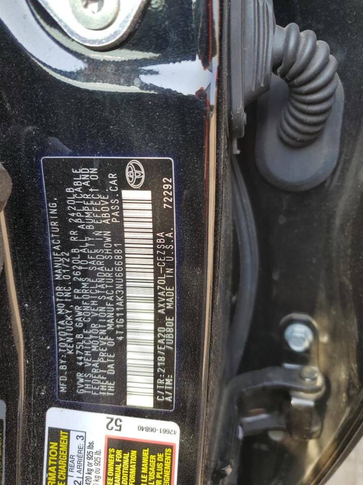 4T1G11AK3NU666881 2022 Toyota Camry Se