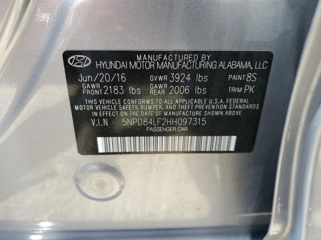 2017 Hyundai Elantra Se VIN: 5NPD84LF2HH097315 Lot: 68417824