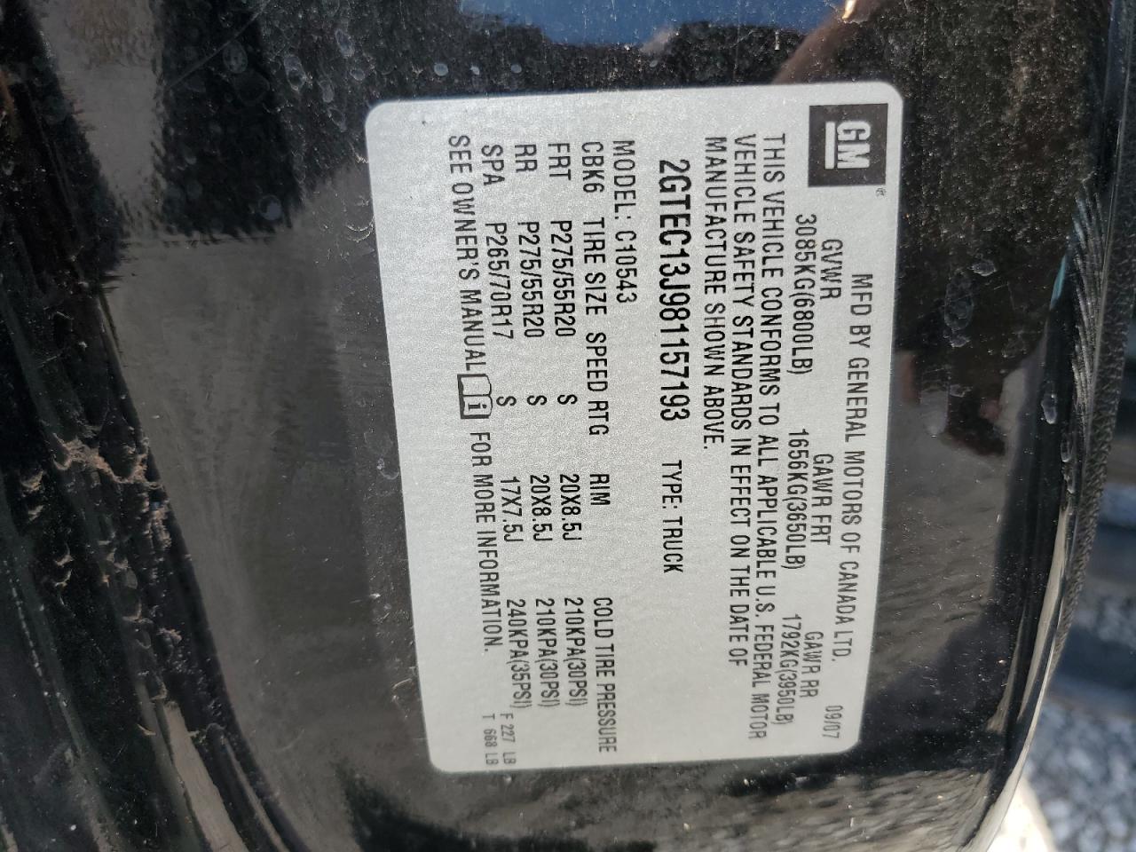 2GTEC13J981157193 2008 GMC Sierra C1500