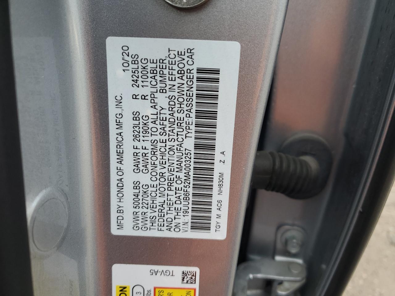 2021 Acura Tlx Tech A VIN: 19UUB6F52MA003257 Lot: 69089124