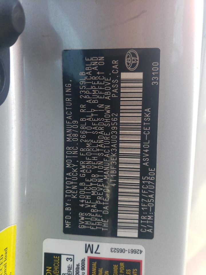 2010 Toyota Camry Se VIN: 4T1BF3EK3AU039562 Lot: 43395930