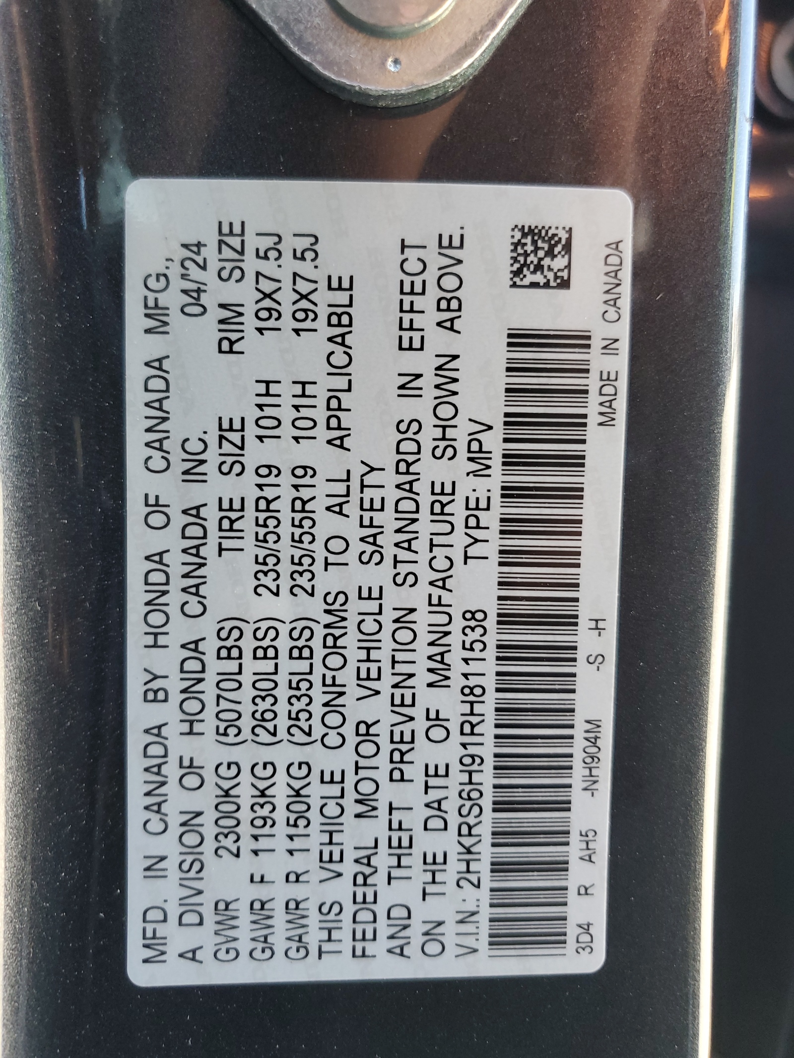 2HKRS6H91RH811538 2024 Honda Cr-V Sport Touring