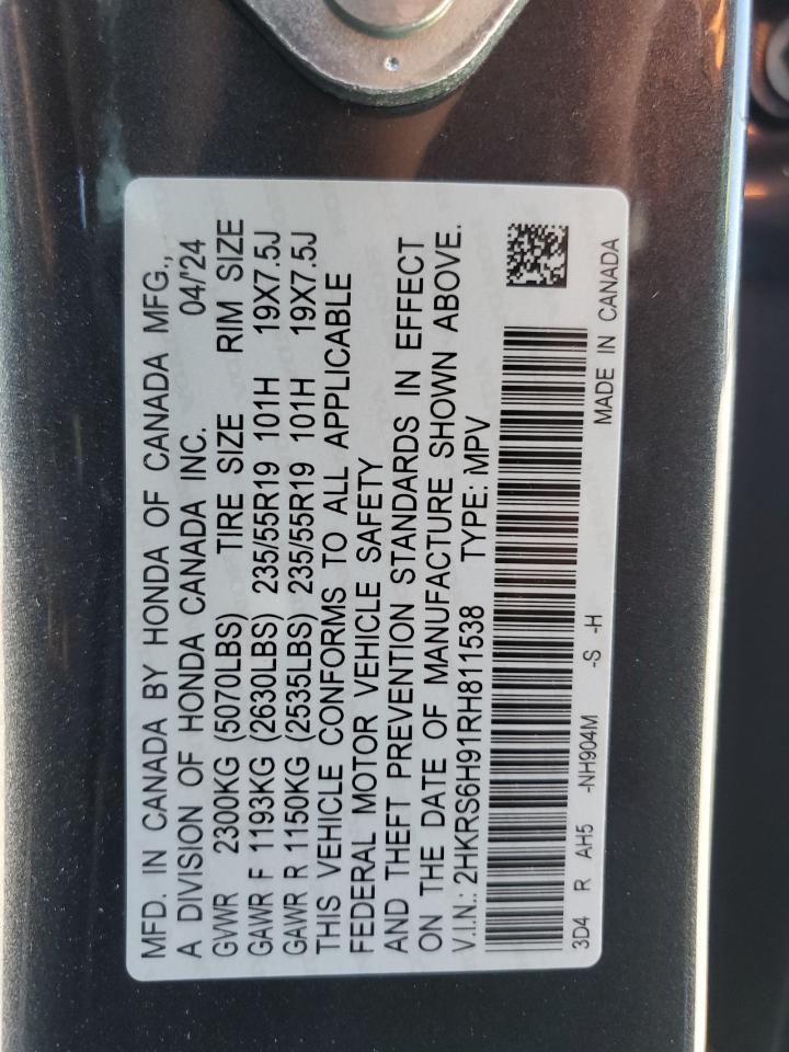 2024 Honda Cr-V Sport Touring VIN: 2HKRS6H91RH811538 Lot: 66559084