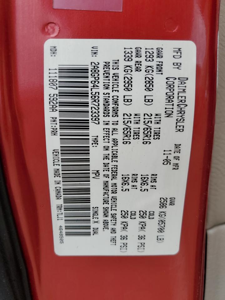 2006 Chrysler Town & Country Limited VIN: 2A8GP64L56R723397 Lot: 66734304