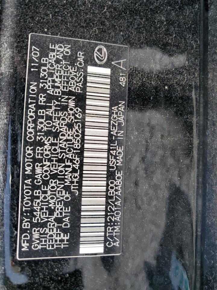 2008 Lexus Ls 460L VIN: JTHGL46F185025169 Lot: 65556984