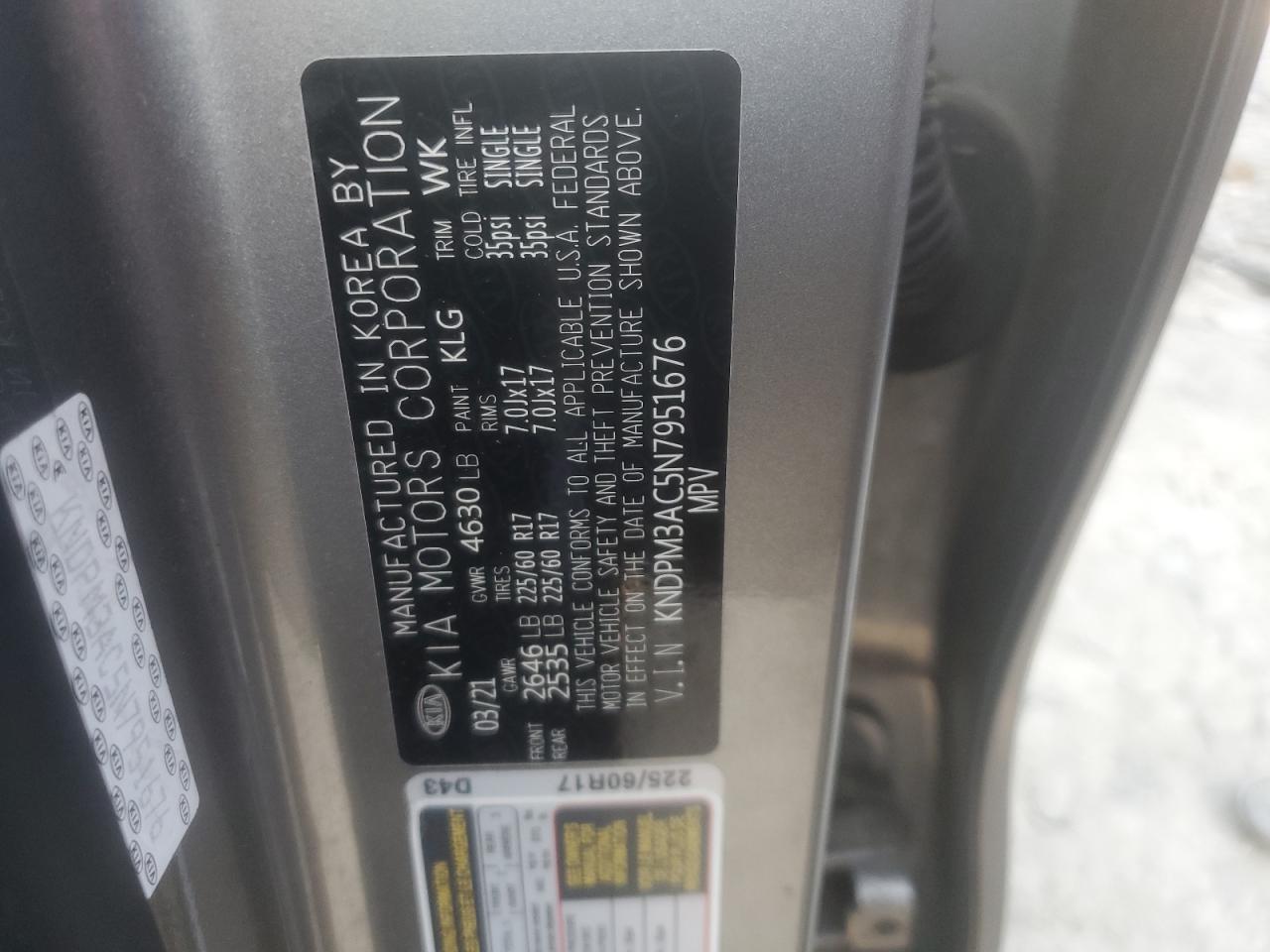 2022 Kia Sportage Lx VIN: KNDPM3AC5N7951676 Lot: 67549474