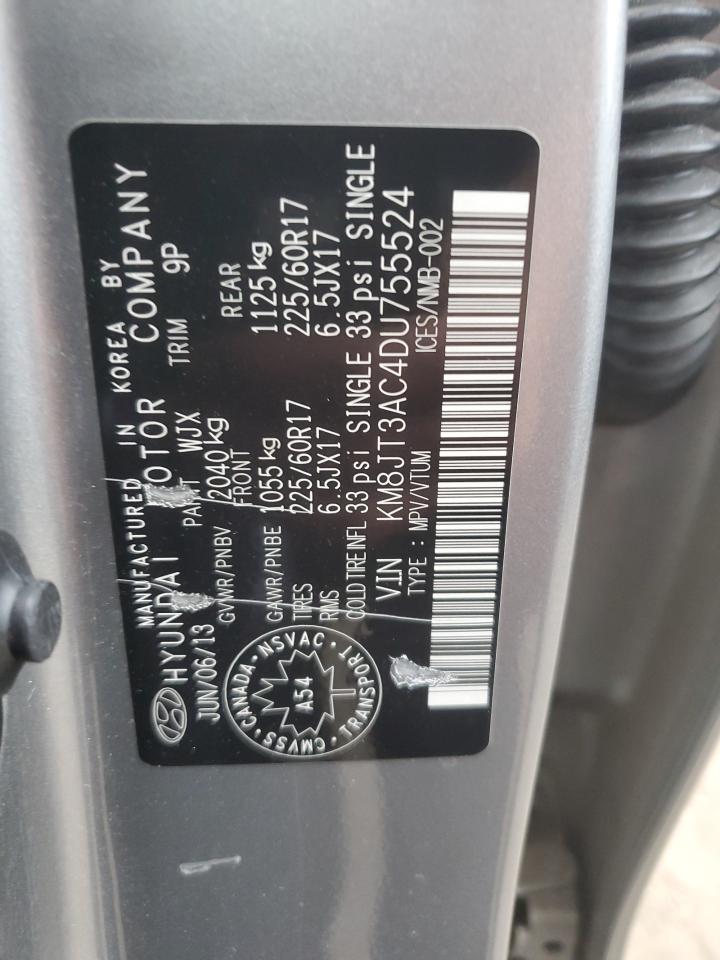 2013 Hyundai Tucson Gl VIN: KM8JT3AC4DU755524 Lot: 65549694