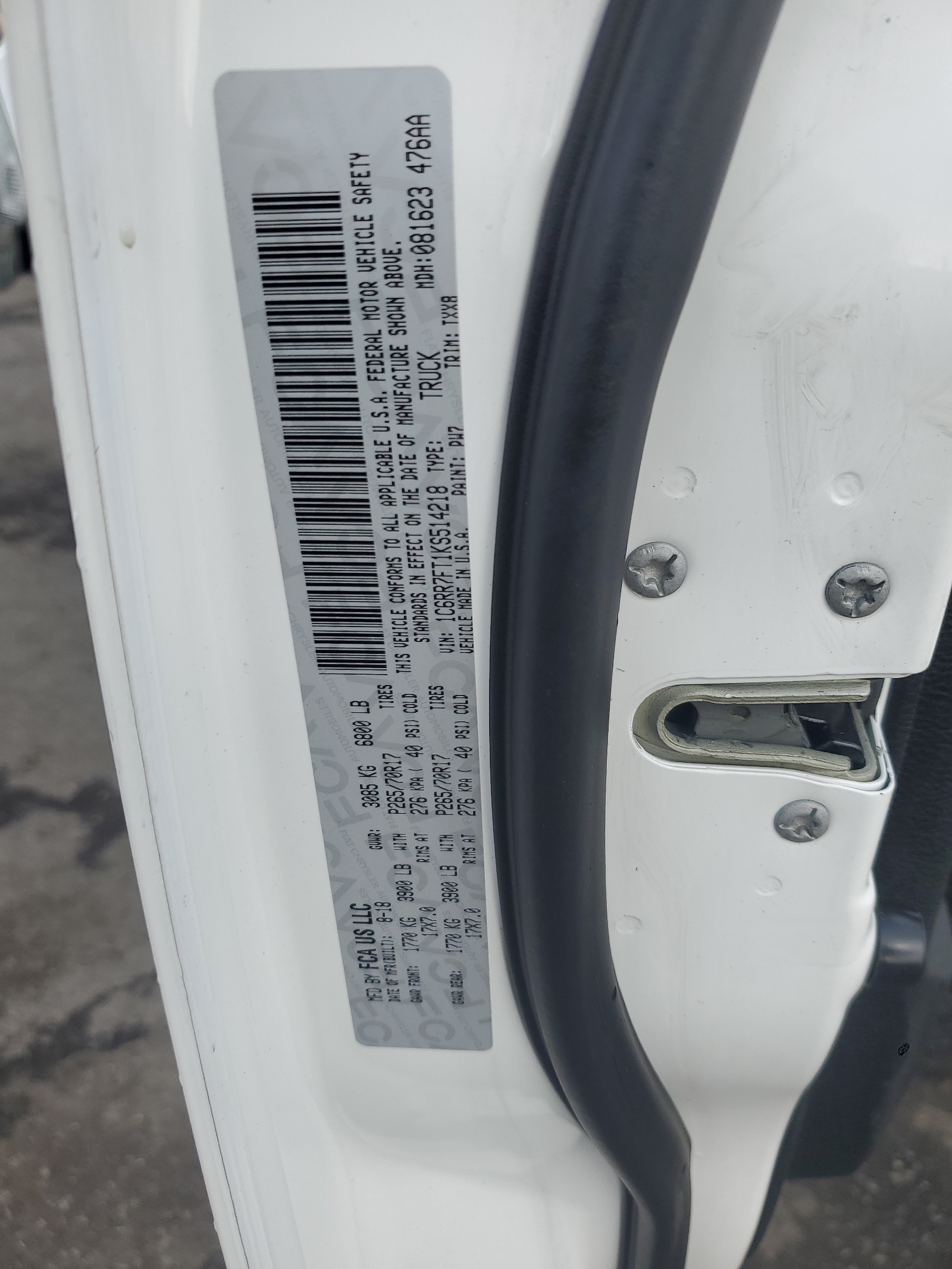 1C6RR7FT1KS514218 2019 Ram 1500 Classic Tradesman