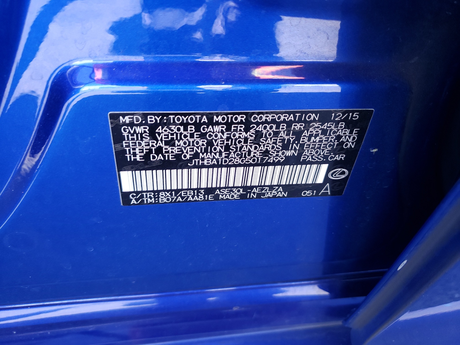 JTHBA1D28G5017499 2016 Lexus Is 200T