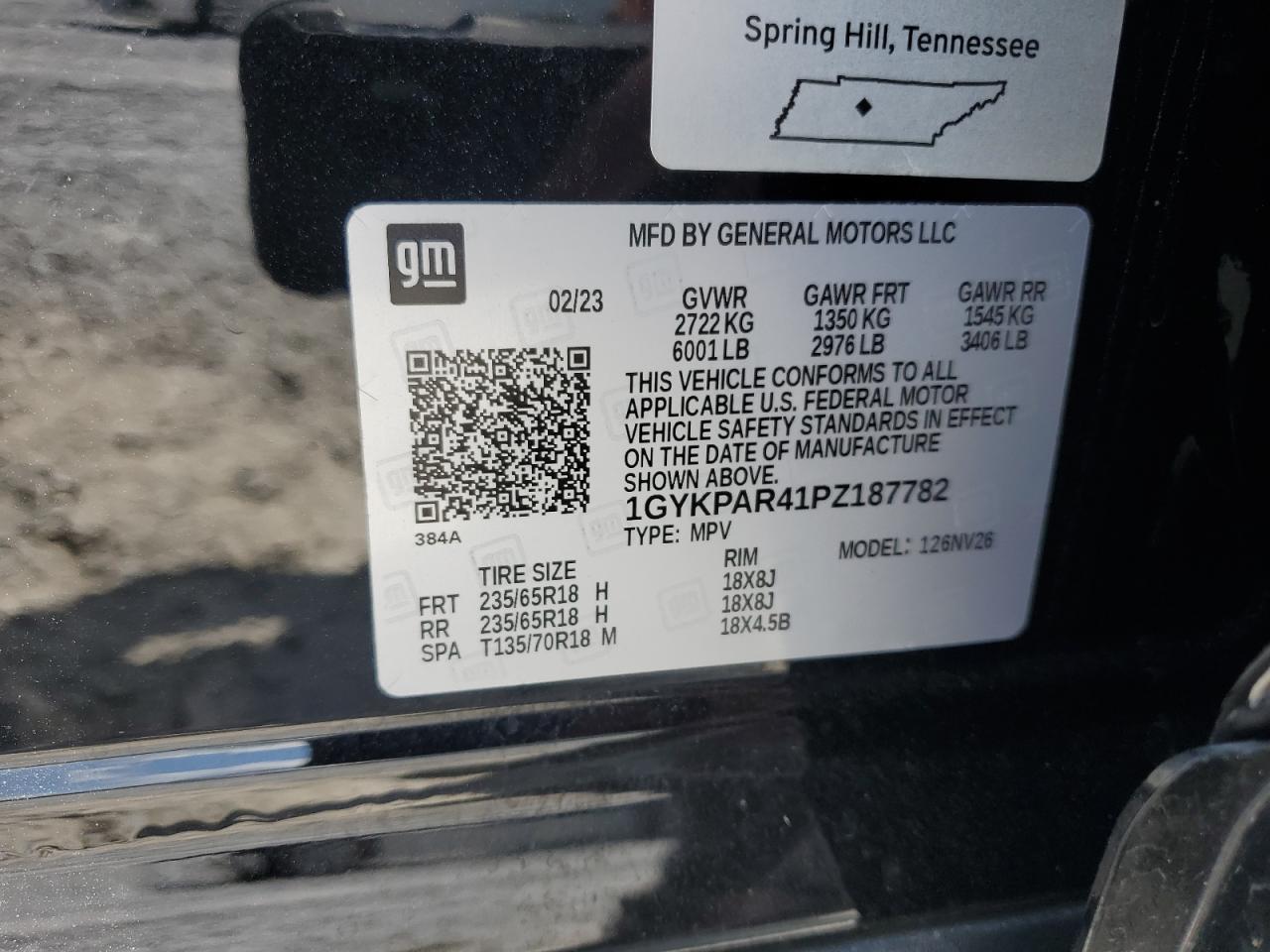 2023 Cadillac Xt6 Luxury VIN: 1GYKPAR41PZ187782 Lot: 66422144