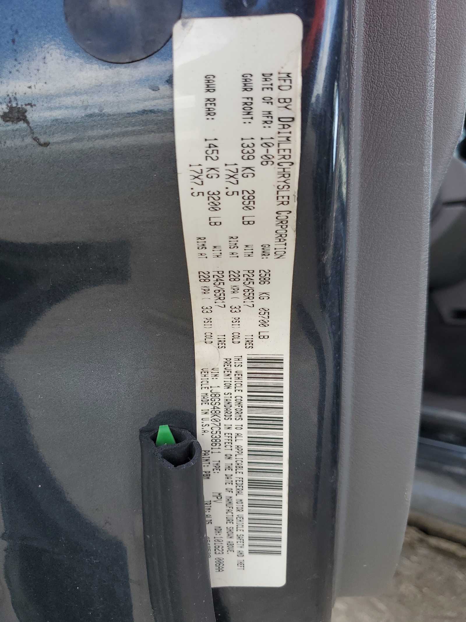 1J8GS48K07C538611 2007 Jeep Grand Cherokee Laredo