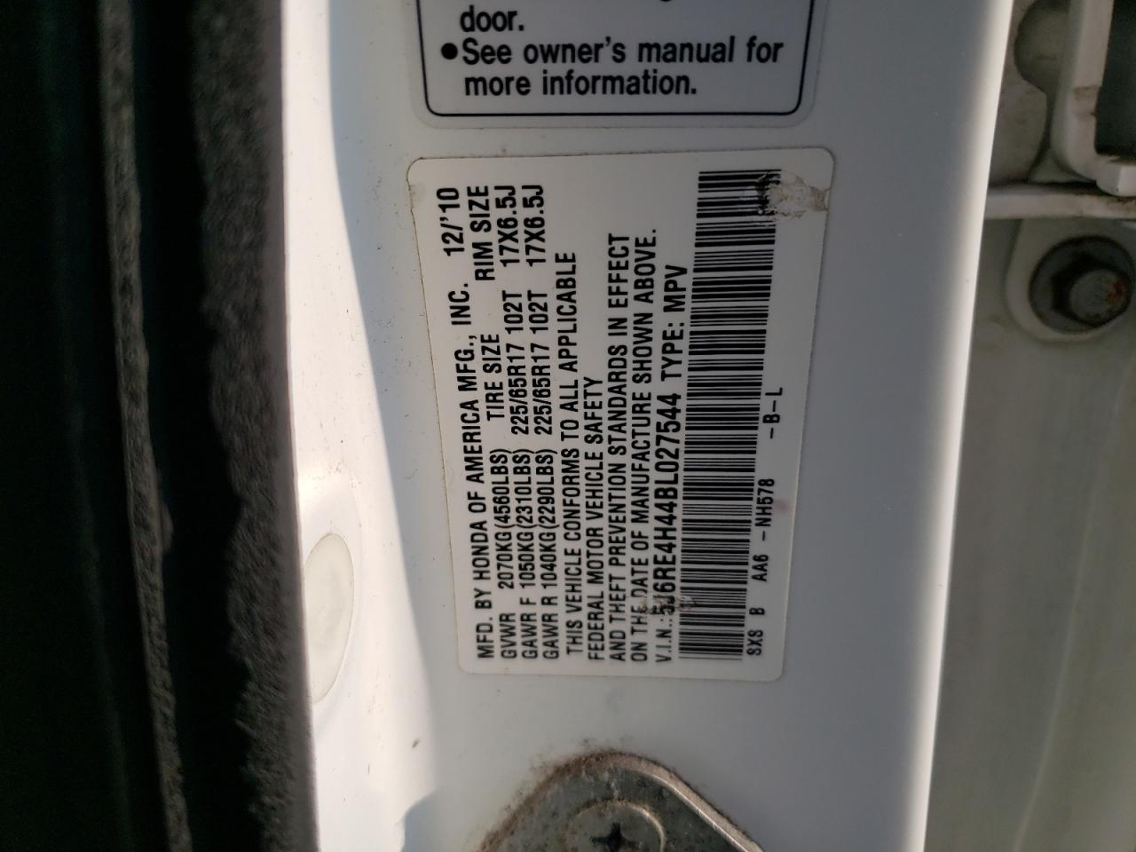 2011 Honda Cr-V Se VIN: 5J6RE4H44BL027544 Lot: 67127084