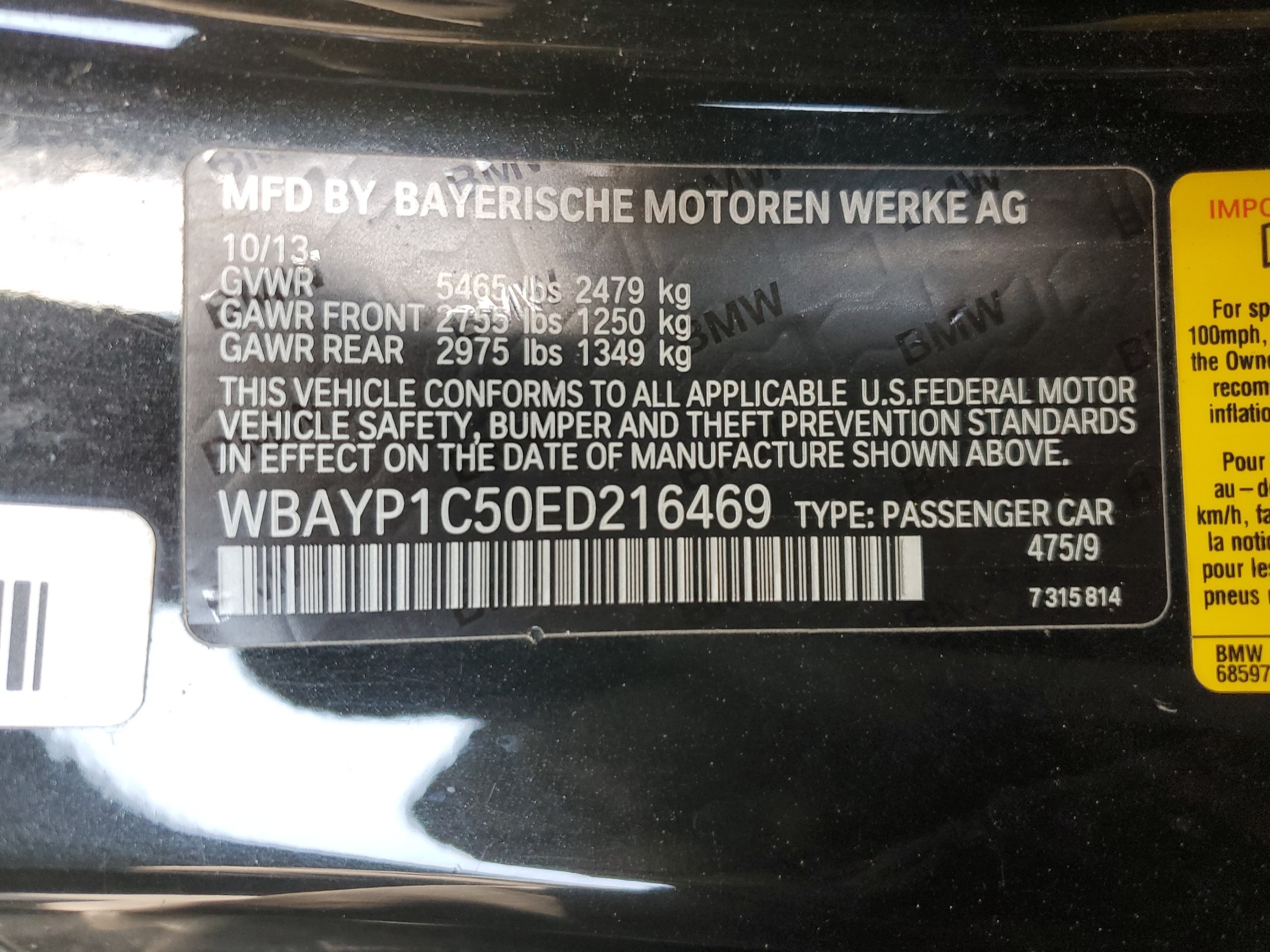 WBAYP1C50ED216469 2014 BMW 650 Xi