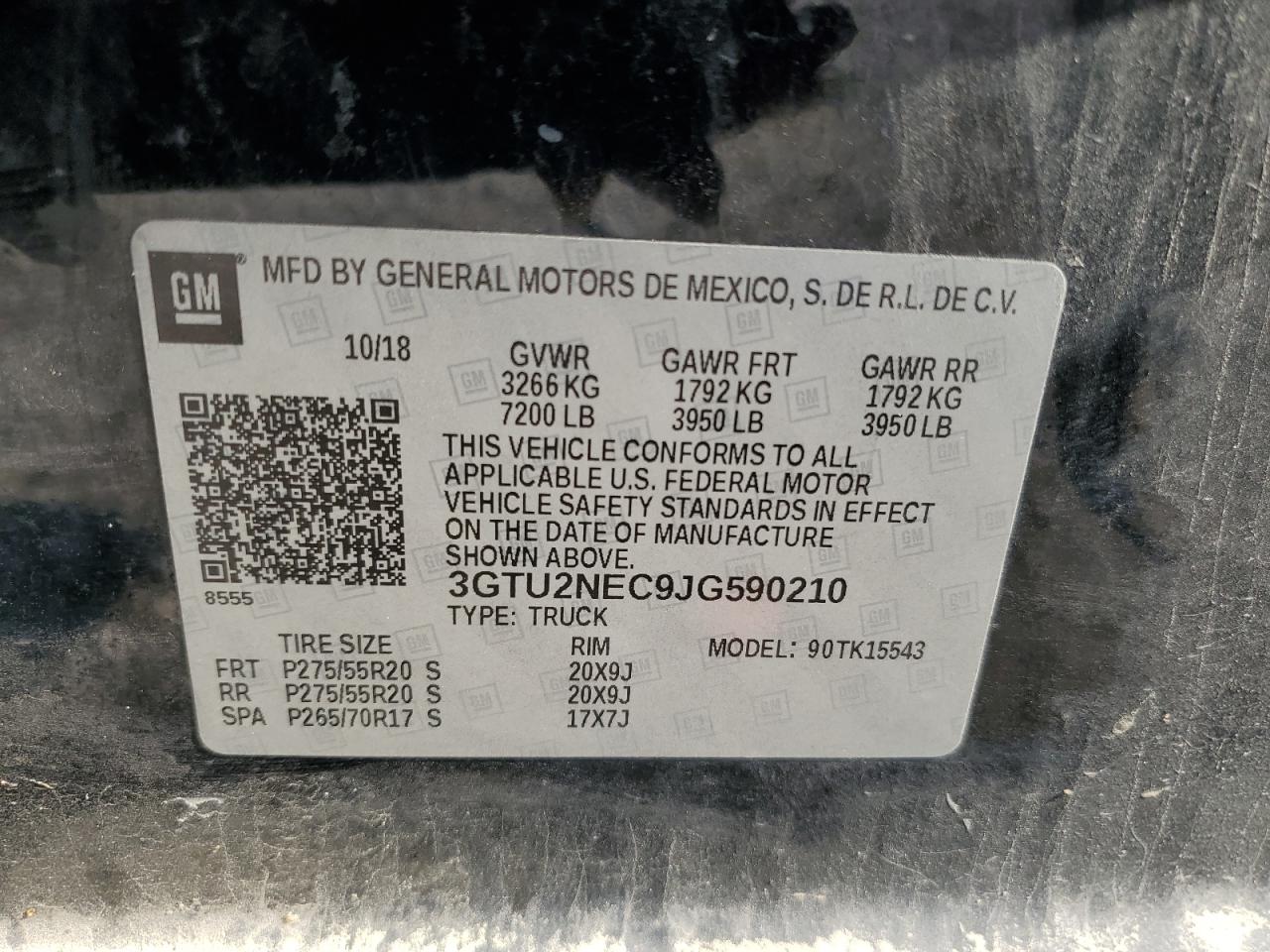 3GTU2NEC9JG590210 2018 GMC Sierra K1500 Slt