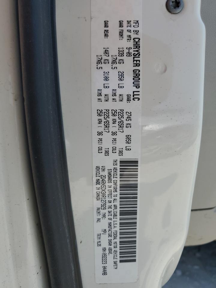 2010 Dodge Grand Caravan Sxt VIN: 2D4RN5DX3AR127929 Lot: 69317334