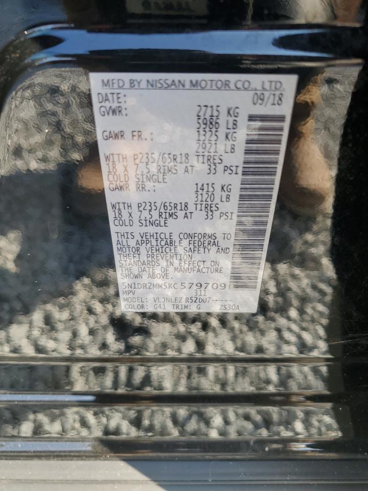 2019 Nissan Pathfinder S VIN: 5N1DR2MM5KC579709 Lot: 68519924