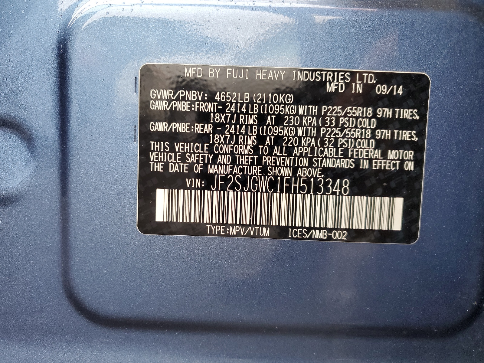 JF2SJGWC1FH513348 2015 Subaru Forester 2.0Xt Touring