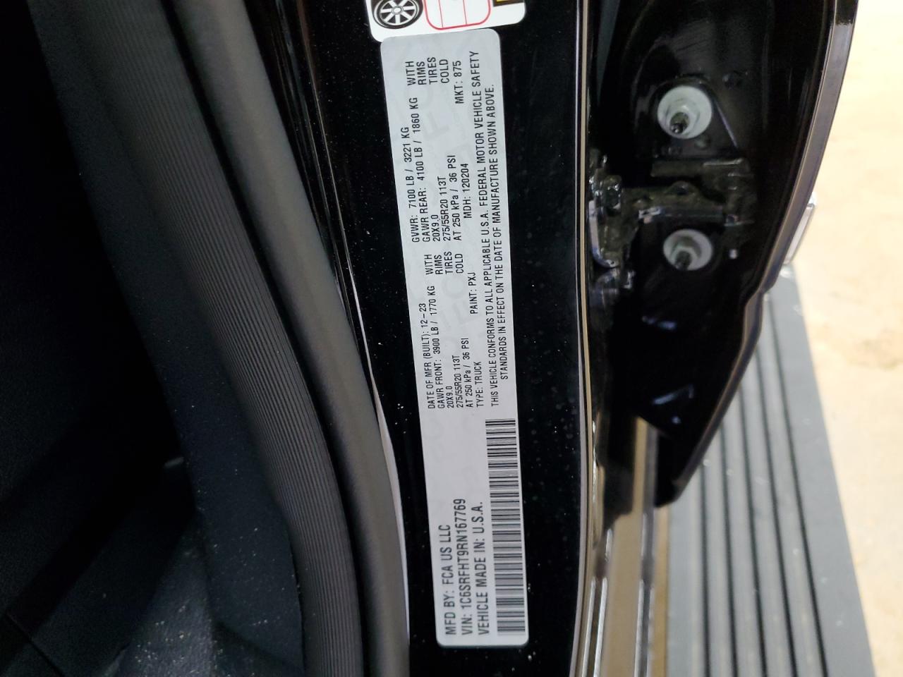 2024 Ram 1500 Limited VIN: 1C6SRFHT9RN167769 Lot: 65974544