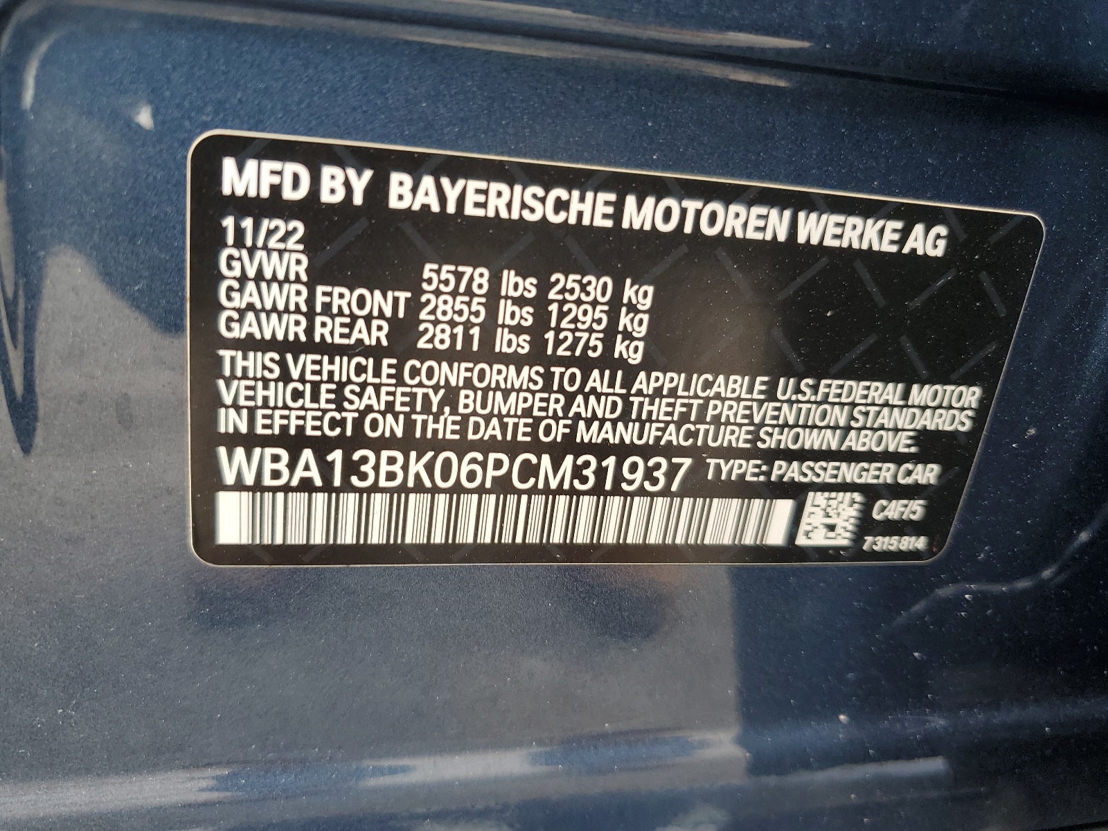 WBA13BK06PCM31937 2023 BMW M550Xi