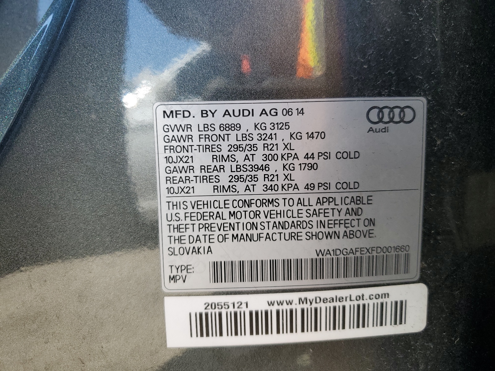 2015 Audi Q7 Prestige vin: WA1DGAFEXFD001660