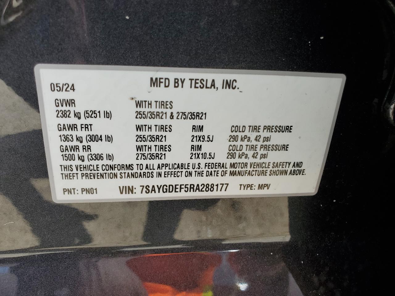 7SAYGDEF5RA288177 2024 Tesla Model Y