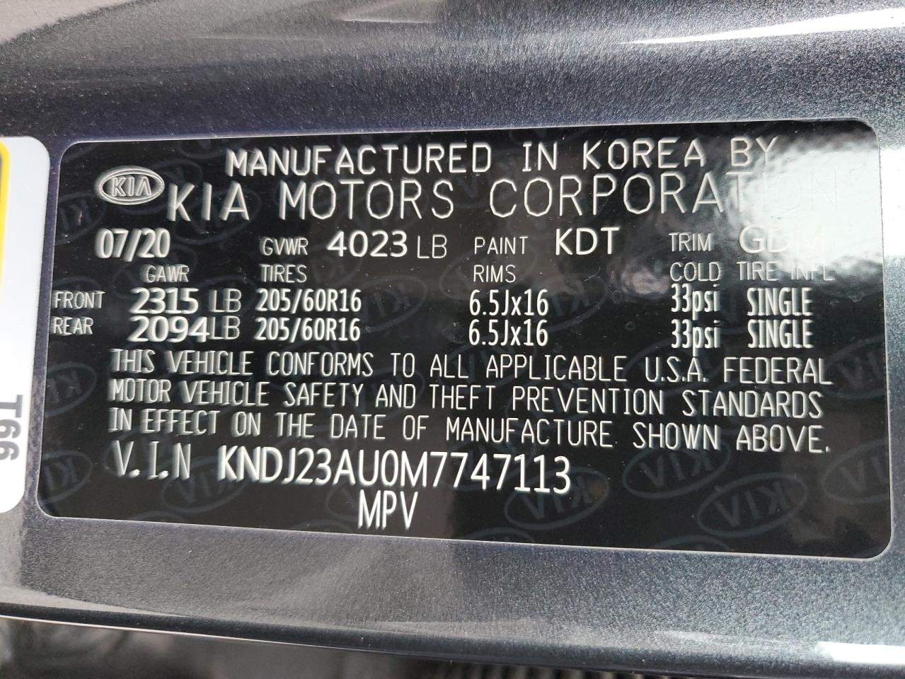 KNDJ23AU0M7747113 2021 Kia Soul Lx