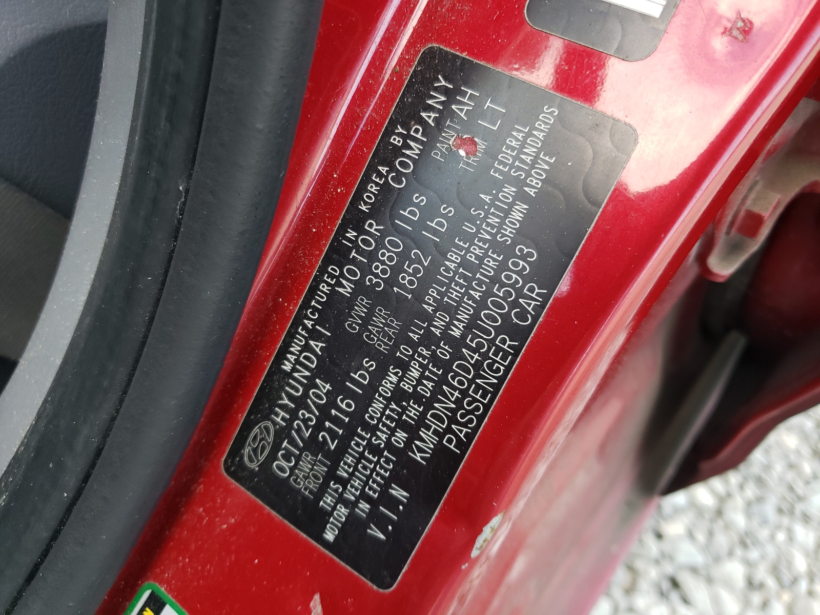 KMHDN46D45U005993 2005 Hyundai Elantra Gls