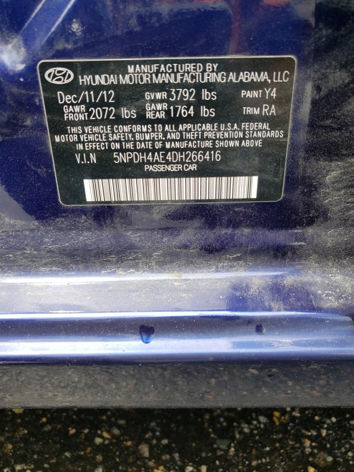 2013 Hyundai Elantra Gls VIN: 5NPDH4AE4DH266416 Lot: 66602624