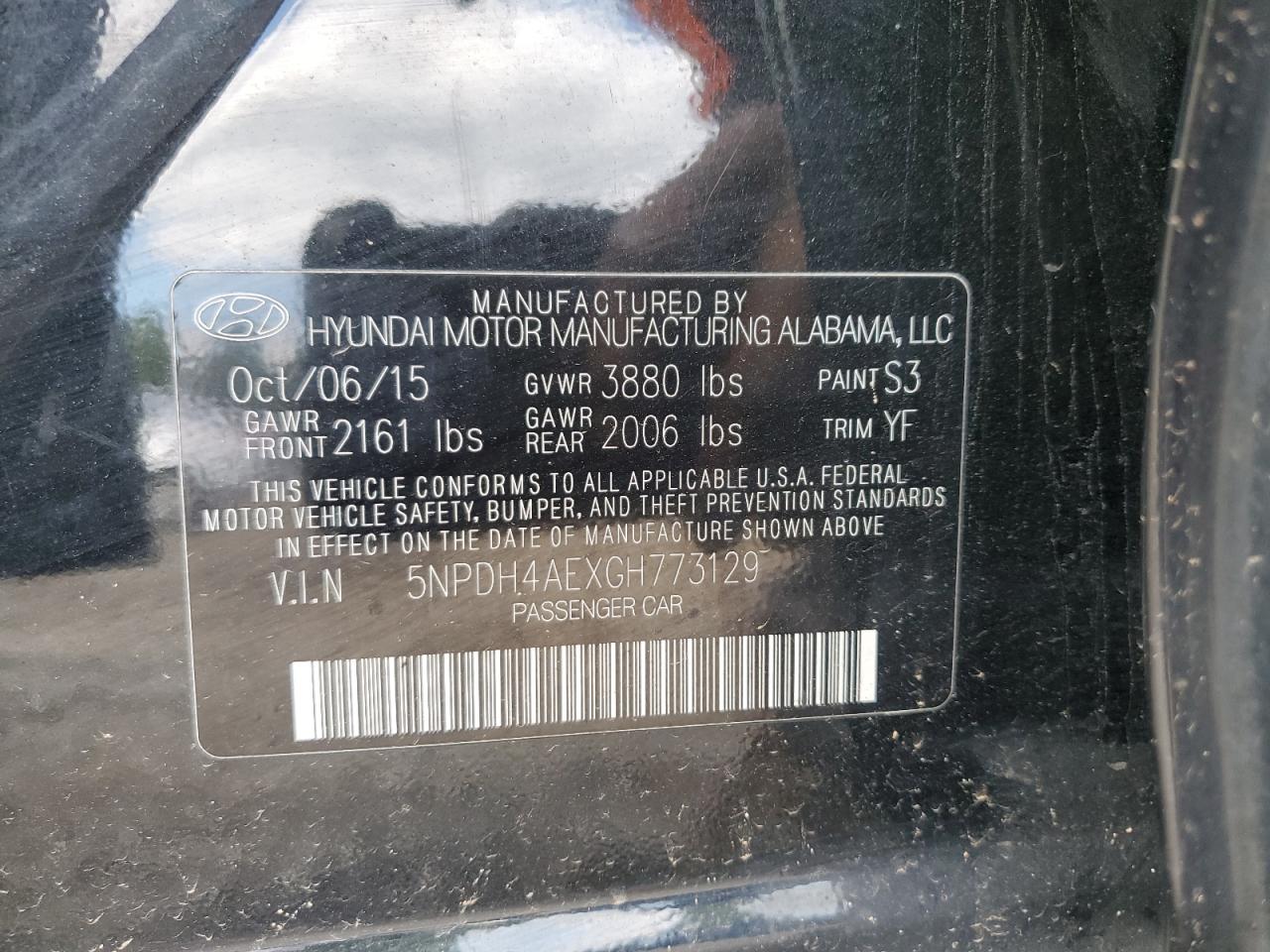 5NPDH4AEXGH773129 2016 HYUNDAI ELANTRA - Image 12