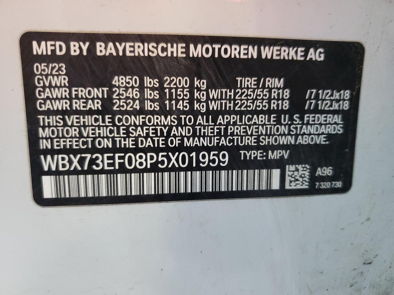 2023 BMW X1 xDrive28I VIN: WBX73EF08P5X01959 Lot: 67281114