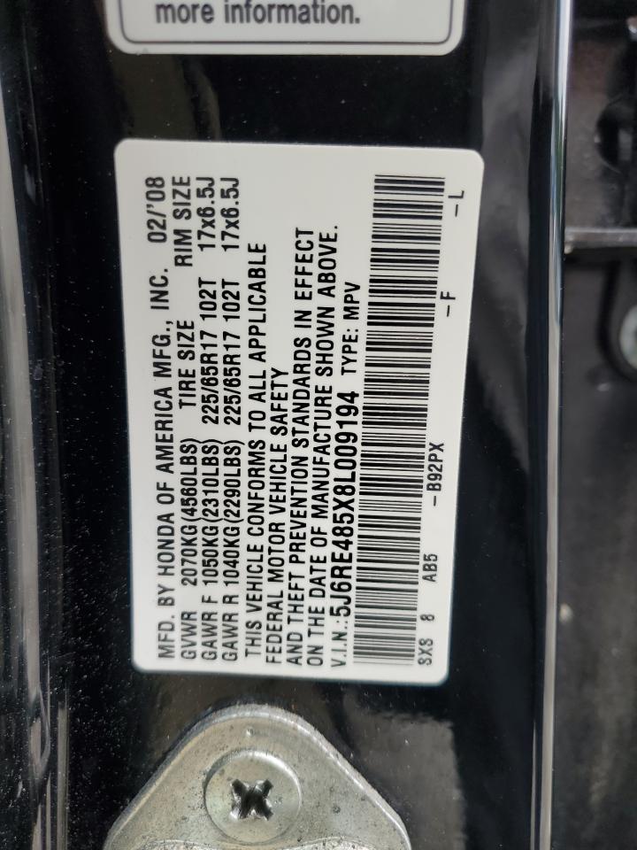2008 Honda Cr-V Ex VIN: 5J6RE485X8L009194 Lot: 66472484
