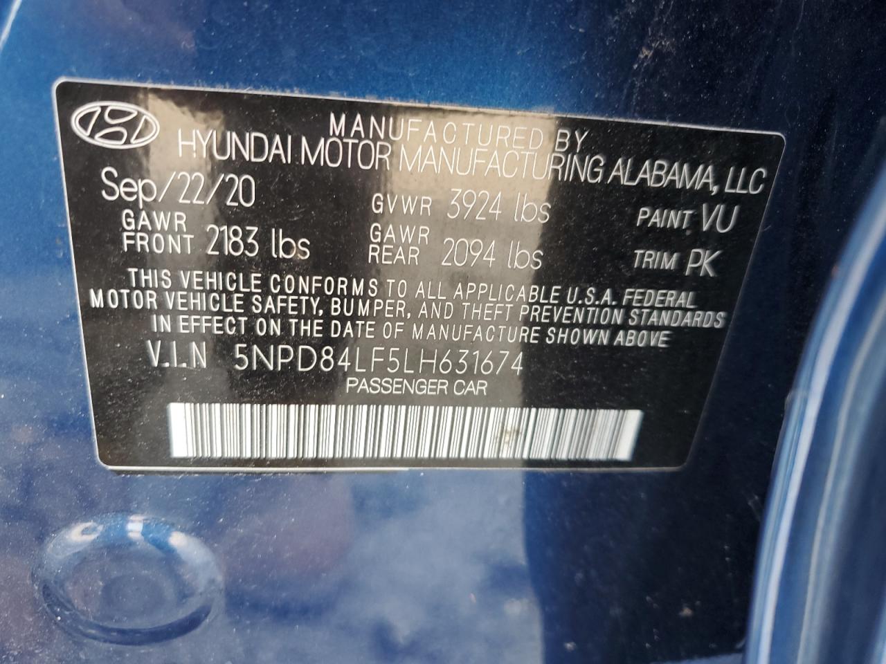 5NPD84LF5LH631674 2020 HYUNDAI ELANTRA - Image 14