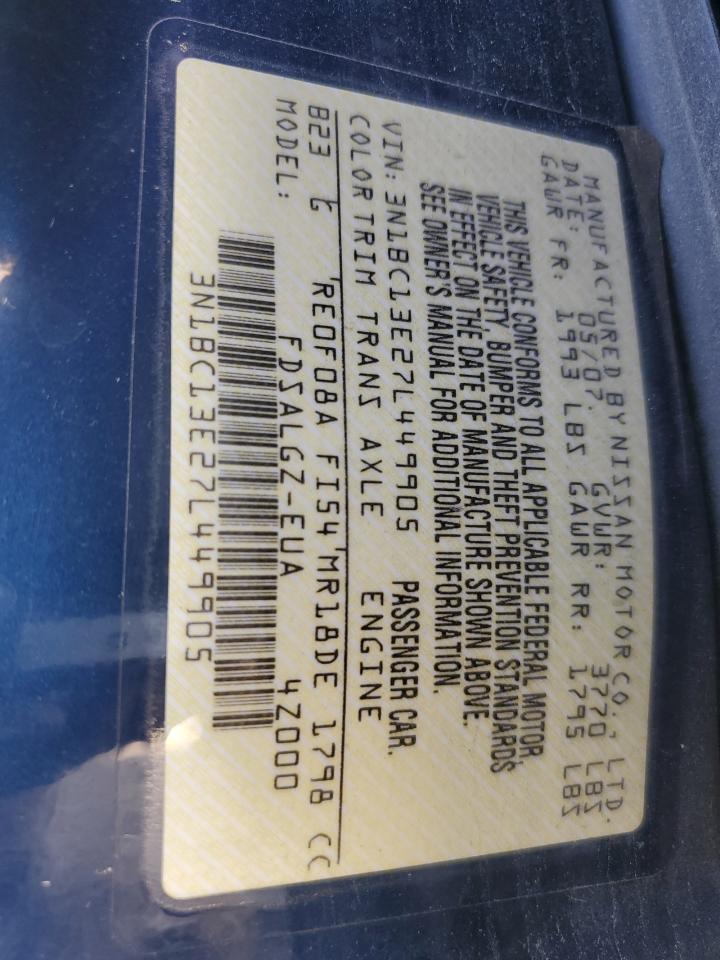 2007 Nissan Versa S VIN: 3N1BC13E27L449905 Lot: 67128144