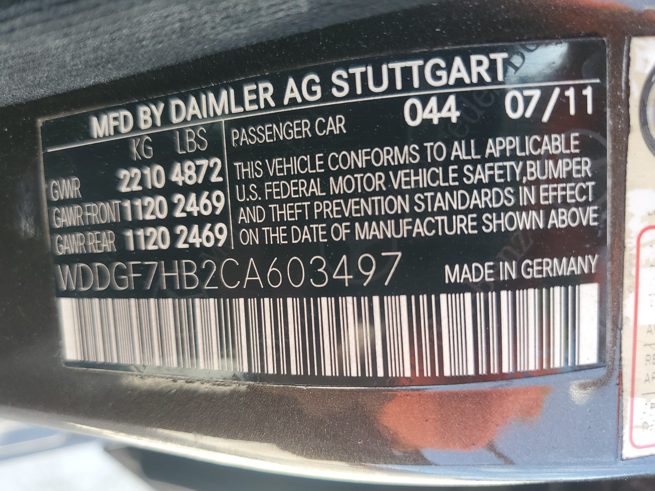 WDDGF7HB2CA603497 2012 Mercedes-Benz C 63 Amg