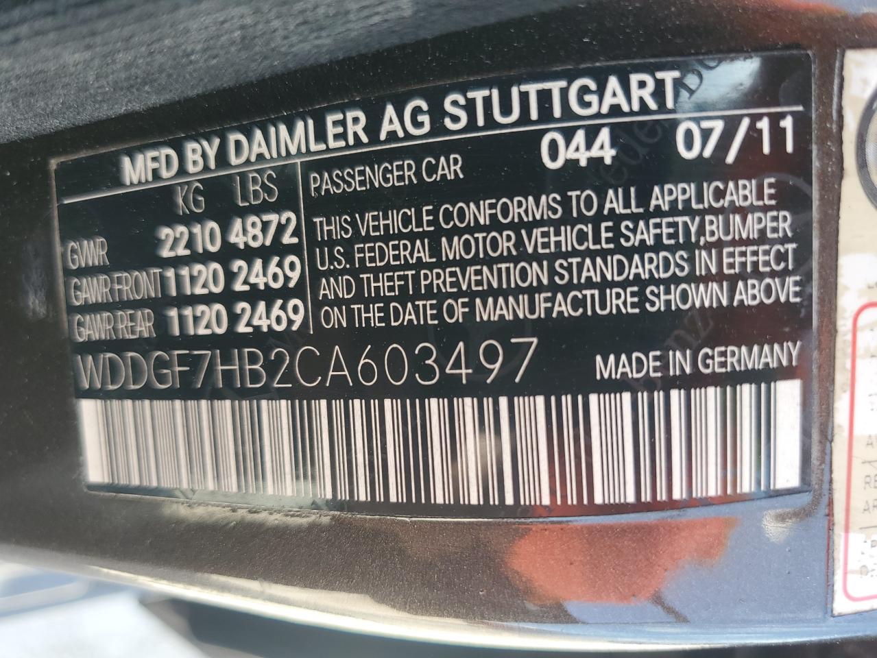 2012 Mercedes-Benz C 63 Amg VIN: WDDGF7HB2CA603497 Lot: 65553754