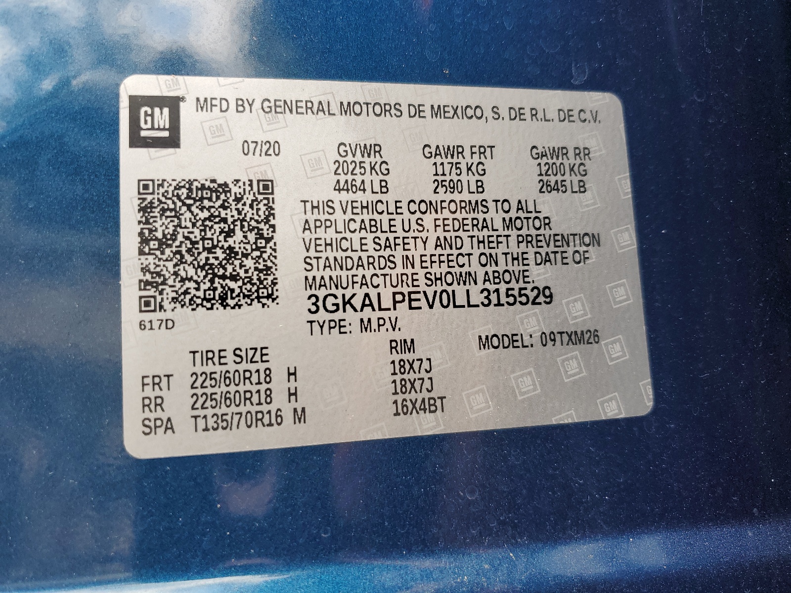 3GKALPEV0LL315529 2020 GMC Terrain Slt