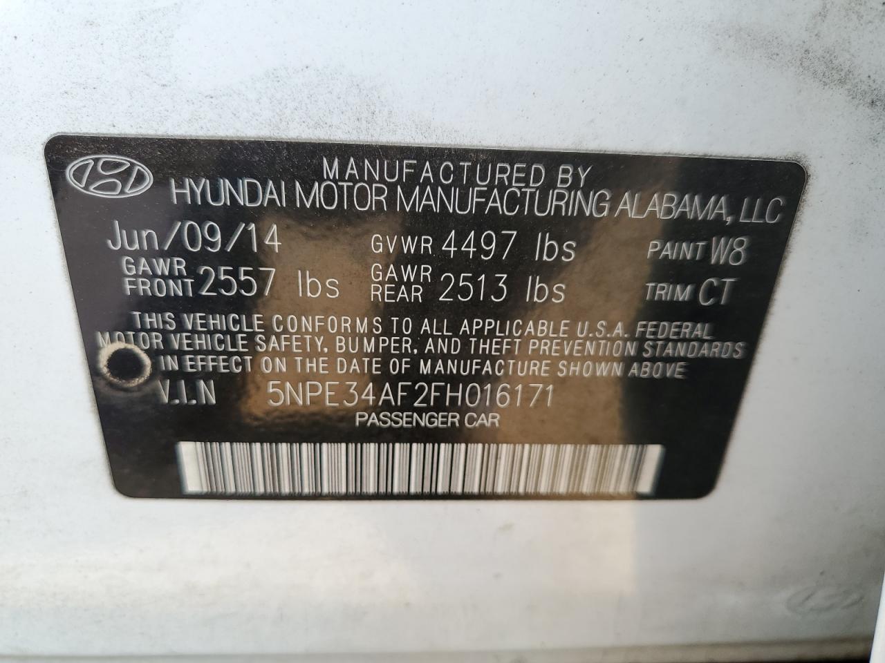 2015 Hyundai Sonata Sport VIN: 5NPE34AF2FH016171 Lot: 66668154