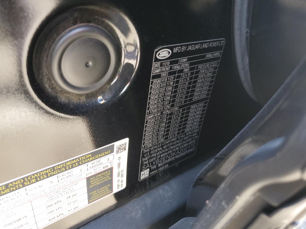 2019 Land Rover Range Rover Velar S VIN: SALYB2EN3KA202172 Lot: 66413534