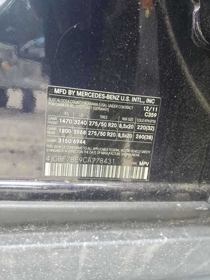 2012 Mercedes-Benz Gl 450 4Matic VIN: 4JGBF7BE9CA778431 Lot: 78602584