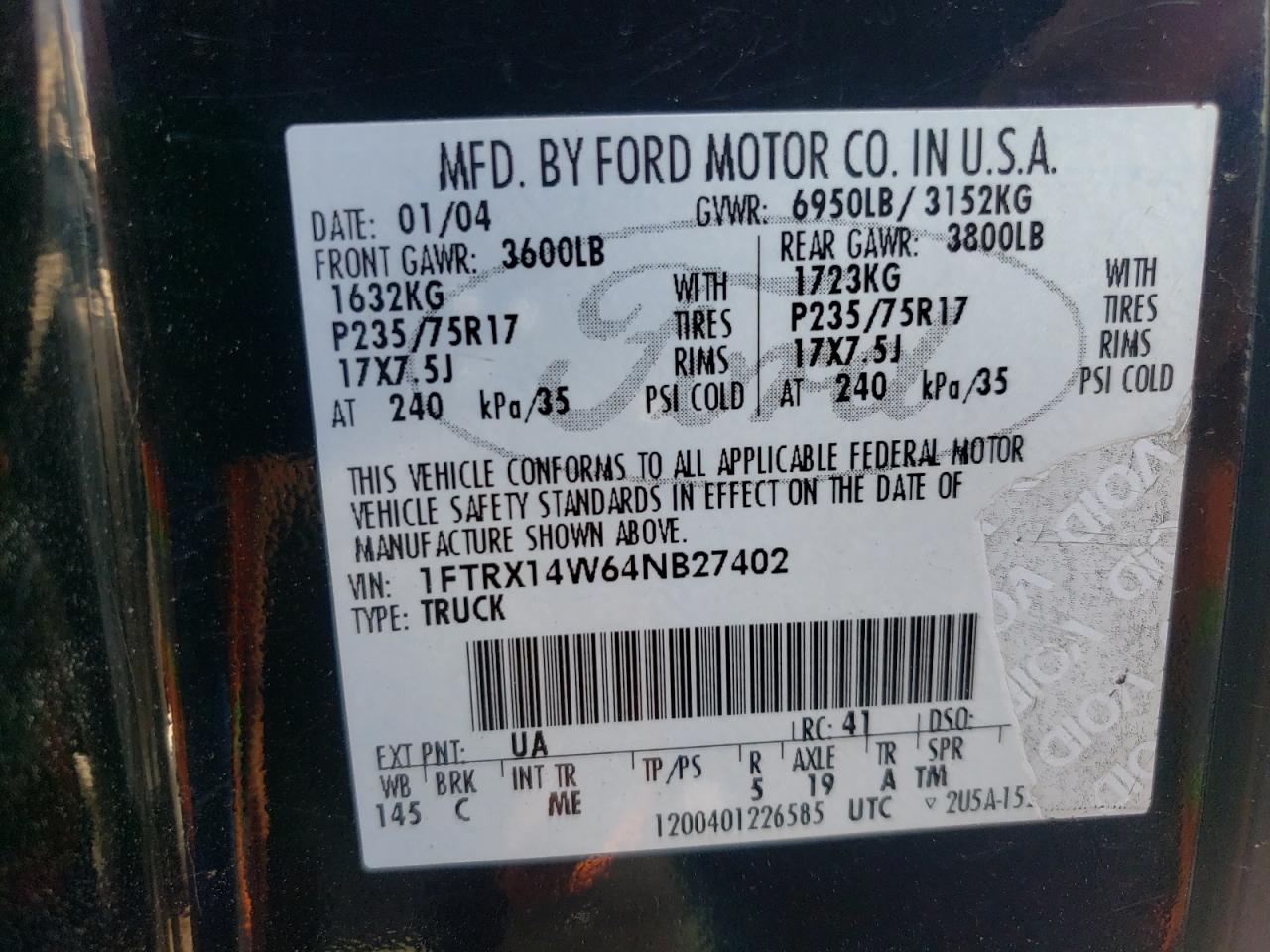 1FTRX14W64NB27402 2004 Ford F150