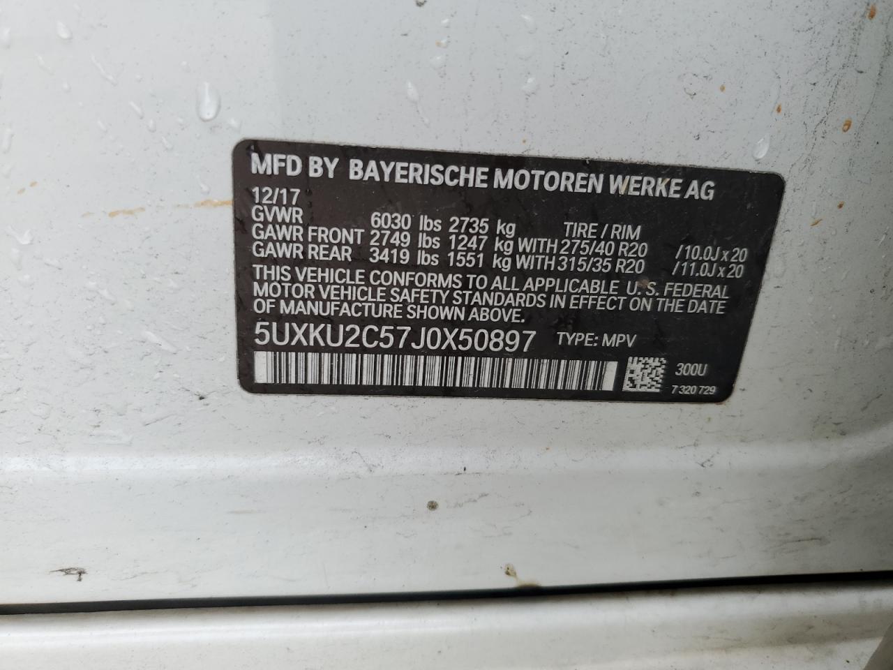 5UXKU2C57J0X50897 2018 BMW X6 xDrive35I