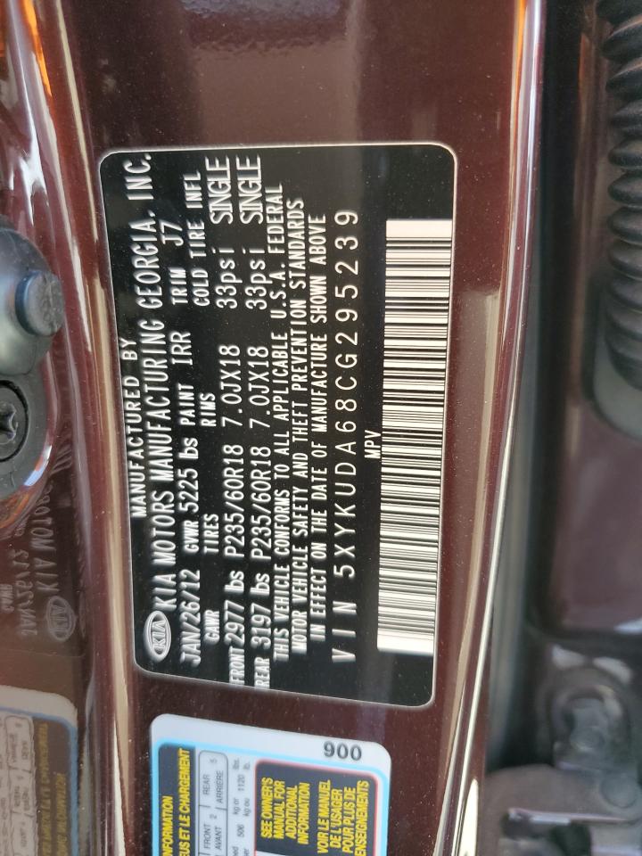 2012 Kia Sorento Ex VIN: 5XYKUDA68CG295239 Lot: 66399614